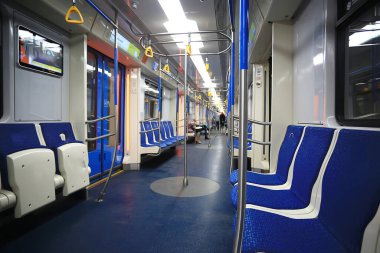 Vagon treni, metro hareketi, ulaşım konsepti insanlar olmadan soyut arka plan