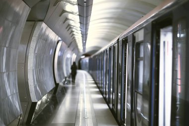 Vagon treni, metro hareketi, ulaşım konsepti insanlar olmadan soyut arka plan