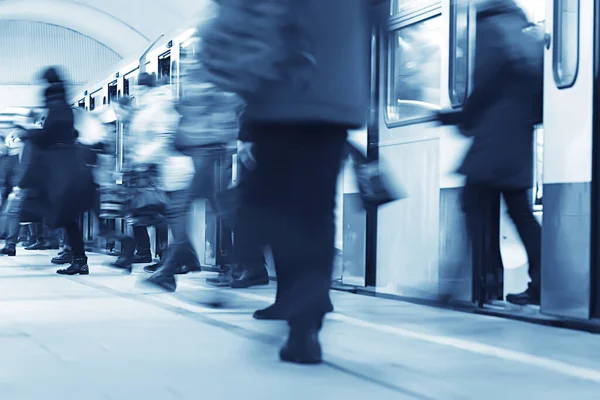 Multitud Personas Metro Movimiento Borroso Abstracto Fondo Gente Del Tráfico — Foto de Stock