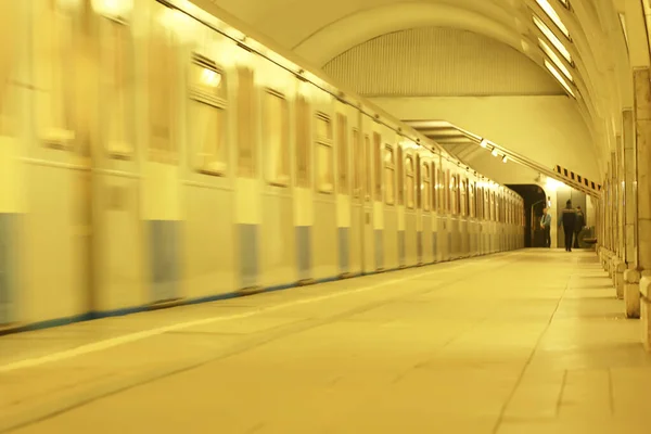 Vagão Trem Metrô Movimento Conceito Transporte Fundo Abstrato Sem Pessoas — Fotografia de Stock