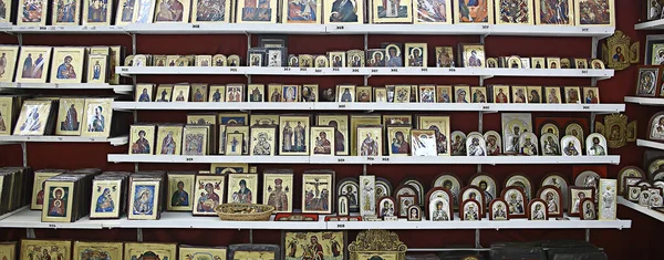 Kalambaka Grécia Setembro 2019 Ícones Ortodoxos Uma Loja Igreja Conceito — Fotografia de Stock
