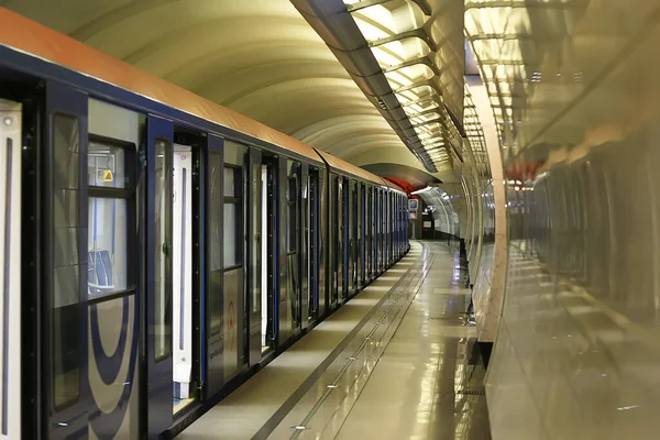 Vagão Trem Metrô Movimento Conceito Transporte Fundo Abstrato Sem Pessoas — Fotografia de Stock