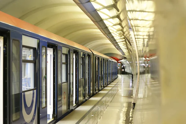 Vagão Trem Metrô Movimento Conceito Transporte Fundo Abstrato Sem Pessoas — Fotografia de Stock