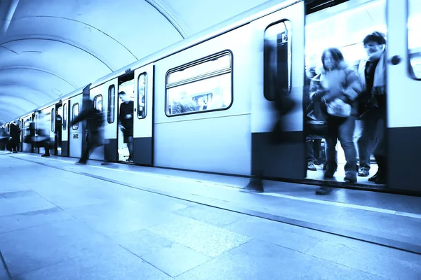 Multitud Personas Metro Movimiento Borroso Abstracto Fondo Gente Del Tráfico — Foto de Stock