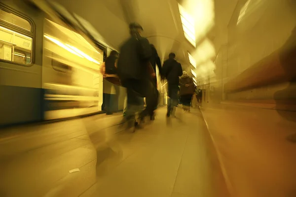Multidão Pessoas Metro Movimento Desfocado Abstrato Fundo Urbano Tráfego Pessoas — Fotografia de Stock