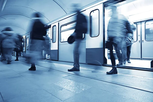 Multitud Personas Metro Movimiento Borroso Abstracto Fondo Gente Del Tráfico — Foto de Stock