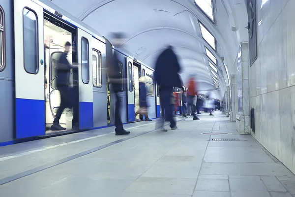 Folkmassa Tunnelbana Rörelse Suddig Abstrakt Bakgrund Stadstrafik Människor — Stockfoto