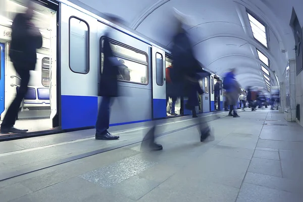 Folkmassa Tunnelbana Rörelse Suddig Abstrakt Bakgrund Stadstrafik Människor — Stockfoto