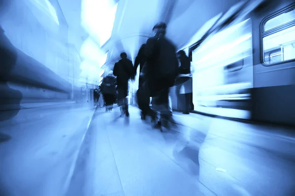 Crowd People Metro Motion Blurred Abstract Background Urban Traffic People — Stock Photo, Image