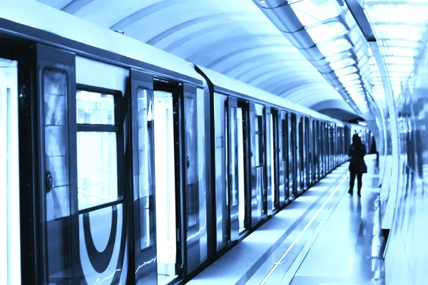 Vlak Vlak Metro Pohyb Dopravní Koncept Abstraktní Pozadí Bez Lidí — Stock fotografie