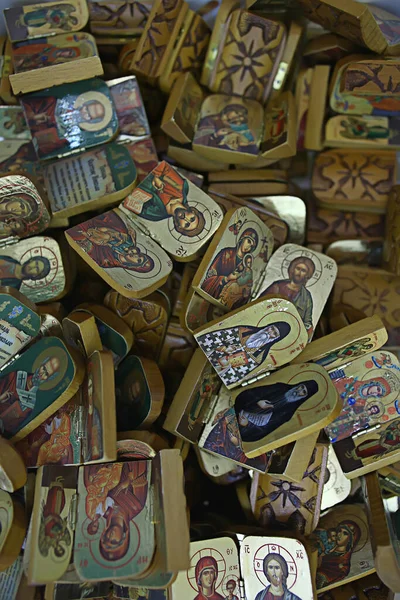 Kalambaka Grécia Setembro 2019 Ícones Ortodoxos Uma Loja Igreja Conceito — Fotografia de Stock