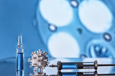 Hastane covid-19 virüs konseptinde tıbbi ekipman soyut arka plan