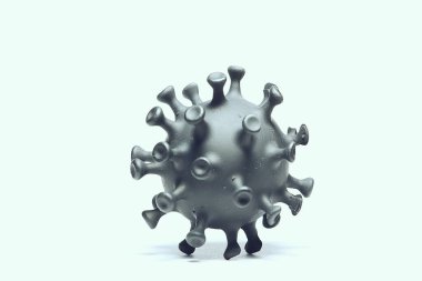 Coronavirus modeli beyaz arkaplanda izole edilmiş, mikro virüs fotoğrafı