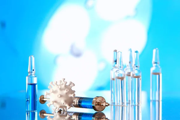 Ampoules Medicine Vaccine Concept Abstract Background Vaccination Virus Protection — Stock Photo, Image