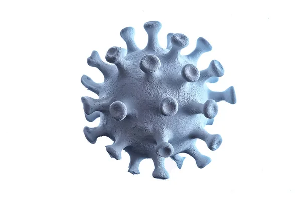 Model Koronawirusa Izolowany Białym Tle Zdjęcie Mikrowirusa — Zdjęcie stockowe