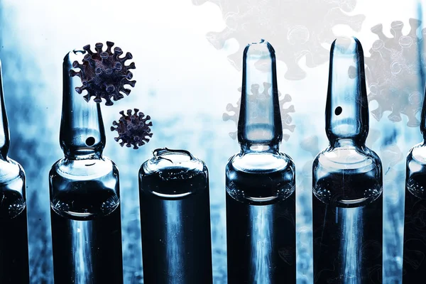 Seringue Ampoule Vaccin Contre Coronavirus Concept Médicament Vaccination Covide — Photo