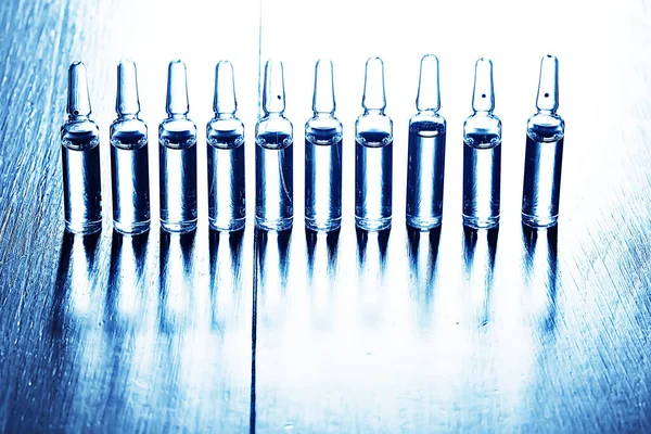 Ampullák Gyógyszer Vakcina Koncepció Elvont Háttér Védőoltás Vírus Védelem — Stock Fotó