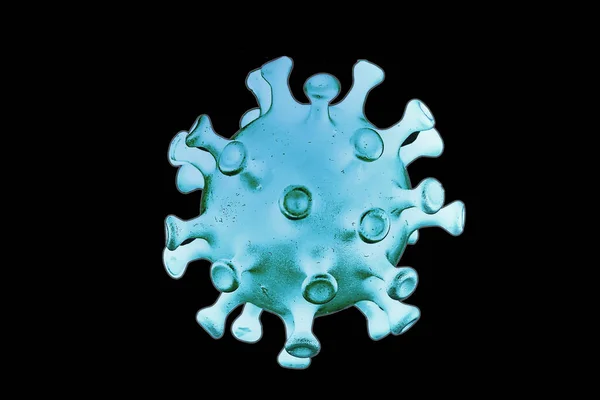 Coronavirus Model Geïsoleerd Zwarte Achtergrond Micro Virus Foto — Stockfoto