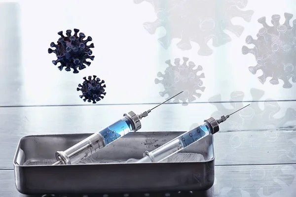 Vintage Spruta Medicin Koncept Vaccin Injektion Läkemedel — Stockfoto