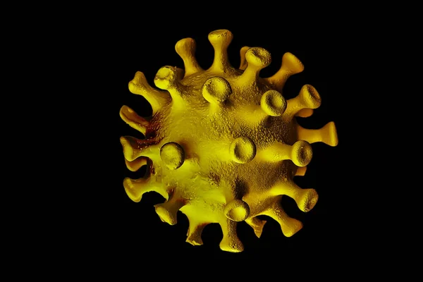 Modello Coronavirus Isolato Sfondo Nero Micro Virus Foto — Foto Stock