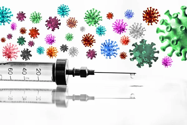 Syringe Ampoule Coronavirus Vaccine Concept Medicine Vaccination Protection Covid — Stock Photo, Image