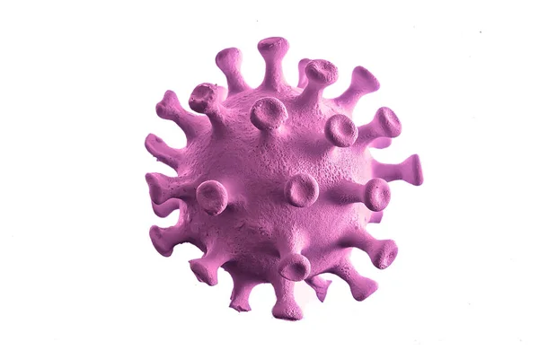 Modello Coronavirus Isolato Sfondo Bianco Foto Microvirus — Foto Stock