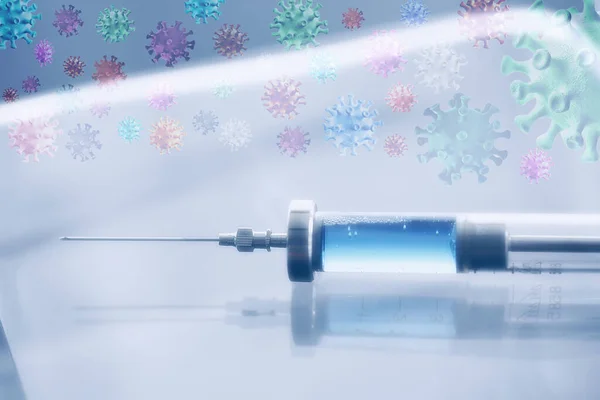 Spruta Och Ampull Coronavirus Vaccin Konceptet Medicin Vaccinationsskydd Covid — Stockfoto