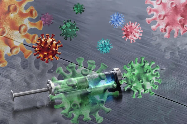 Seringa Ampola Vacina Contra Coronavírus Medicamento Conceitual Proteção Vacinal Covid — Fotografia de Stock