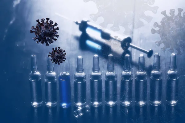 Covid 19ウイルスワクチン注射抽象的背景医学的概念 — ストック写真
