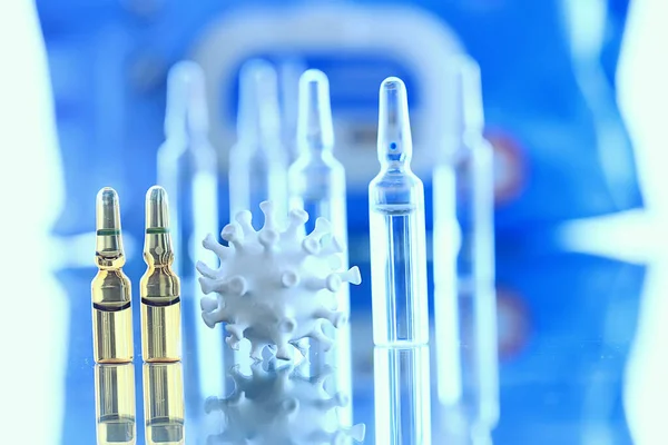 Koncepcja Szczepionki Ampułki Abstrakcyjne Tło Ochrona Przed Wirusami Szczepień — Zdjęcie stockowe