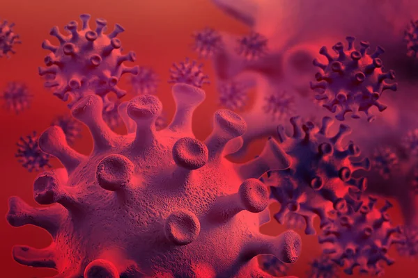 Coronavirus Chino Covid Bajo Microscopio Antecedentes Abstractos Concepto Infección Pandémica — Foto de Stock
