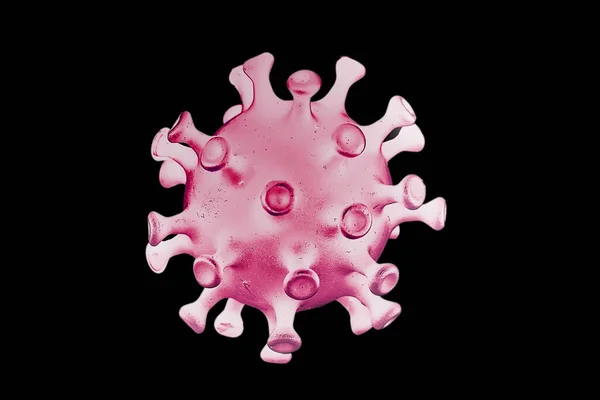 Modelo Coronavirus Aislado Sobre Fondo Negro Foto Micro Virus — Foto de Stock