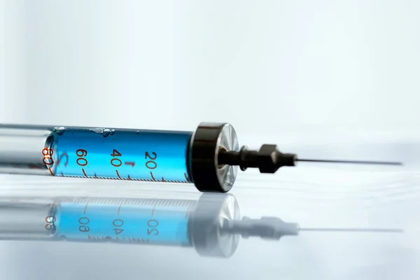 Jeringa Resumen Medicina Fondo Vacuna Protección Contra Virus Inyectables — Foto de Stock