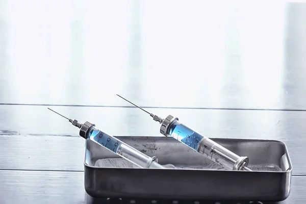 Vintage Spritze Medizin Konzept Impfstoff Injektion Medikament — Stockfoto