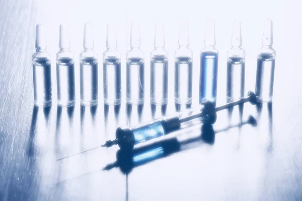 Syringe Ampoule Coronavirus Vaccine Concept Medicine Vaccination Protection Covid — Stock Photo, Image