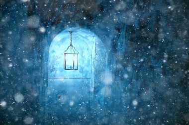 Soyut manzara noel arkaplanı dekore edilmiş şehir sokağı kentsel geçmişi yeni yıl