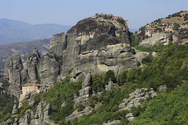 Meteora Yunan manastırı, dağlardaki ortodoks manastırı, Hristiyanlık, inanç manzarası.