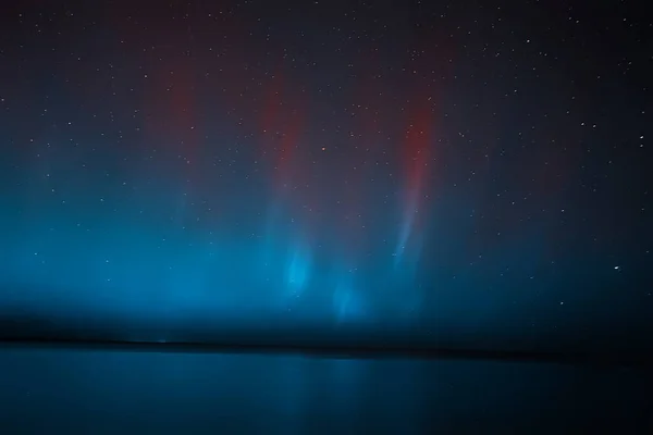 Letni Krajobraz Zorza Polarna Widok Blask Nieba Abstrakcyjna Nocna Natura — Zdjęcie stockowe