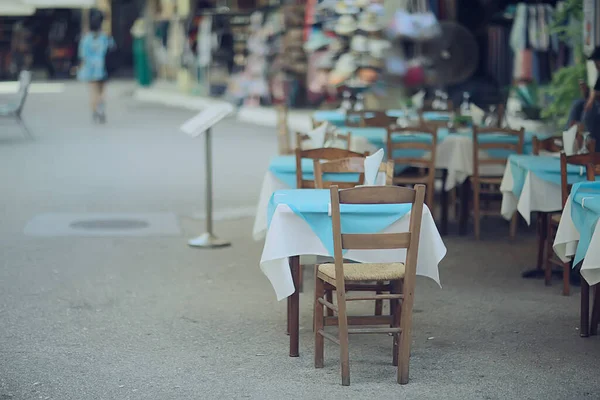 사람도 검역도 도시의 길거리 카페는 추상적으로 했습니다 — 스톡 사진