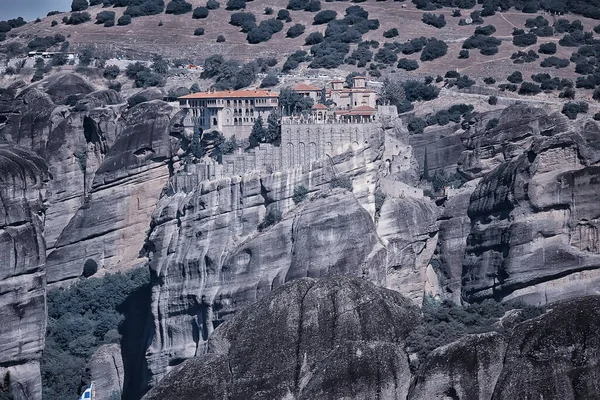 Paisagem Mosteiro Meteora Greece Mosteiro Ortodoxo Nas Montanhas Cristianismo Visão — Fotografia de Stock