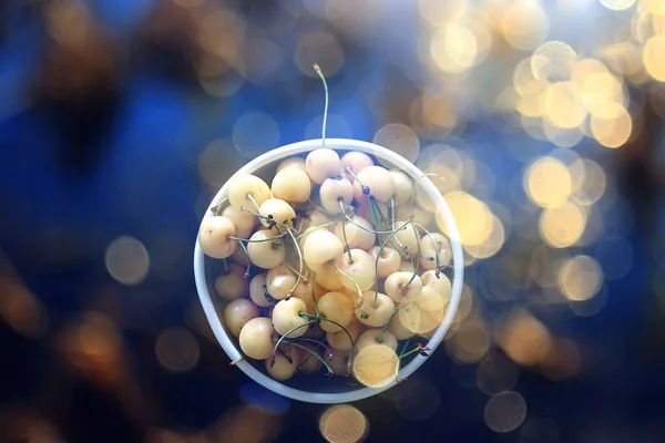 Cireșe Galbene Într Farfurie Vitamine Vară Fructe Padure Desert — Fotografie, imagine de stoc