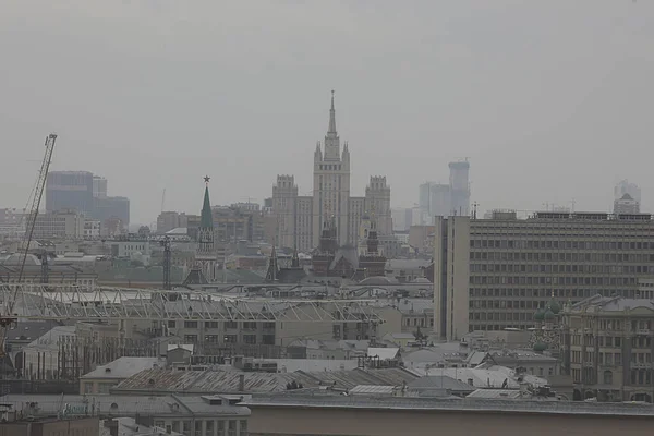 Moscovo Vista Sombria Cidade Cima Smok Ecologia Vista Cidade — Fotografia de Stock