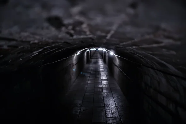 Castle Tunnel View Gloomy Underground Passage Perspective Old European Castle — Stock Photo, Image