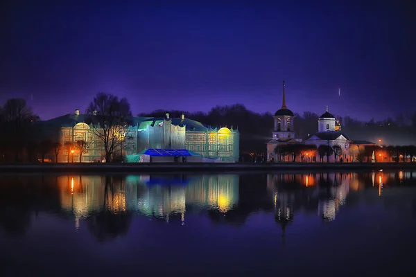 Night Landscape Church Russia River Abstract Historical Landscape Architecture Christianity — Stock Photo, Image