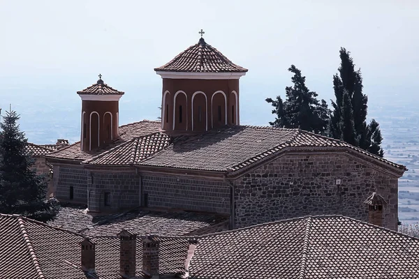 Meteora Grecia Monasterio Paisaje Monasterio Ortodoxo Las Montañas Cristianismo Vista —  Fotos de Stock