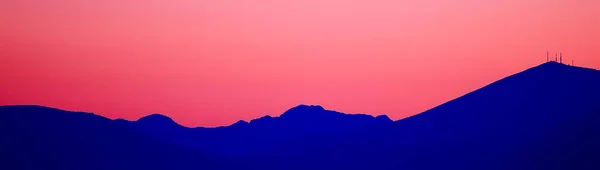 Red Sunset Mountains Landscape Nature Silhouette Mountains Sunset Summer Look — Stock Photo, Image