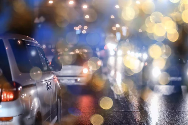 Autoverkehr Der Nächtlichen Stadt Blick Aus Dem Auto Beleuchtung Abstrakter — Stockfoto