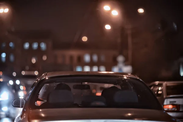 Движение Автомобилей Ночном Городе Вид Автомобиля Огни Абстрактного Автофона — стоковое фото