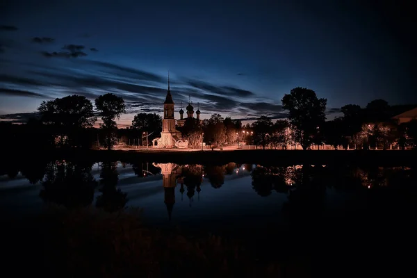 Night Landscape Church Russia River Abstract Historical Landscape Architecture Christianity — Stock Photo, Image