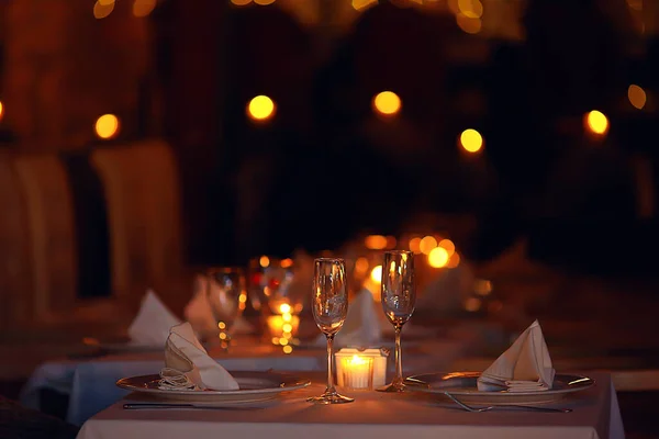 Romantik Abendessen Restaurant Tischdekoration Hintergrund Abstrakten Bar Tisch Essen Und — Stockfoto